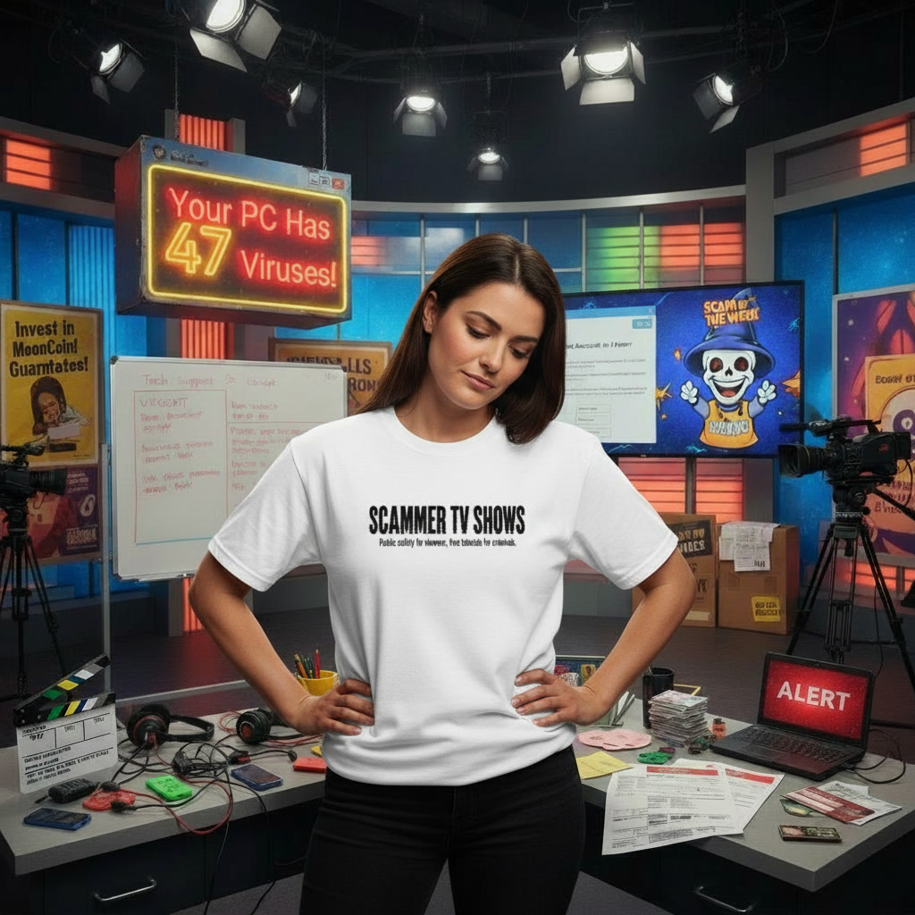 Scammer TV Shows — Tutorials for Criminals T-shirt